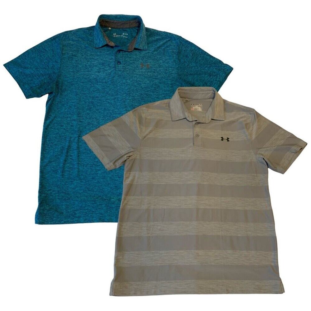 Lot Of 2 Under Armour Mens Size Medium Golf Polo Shirts